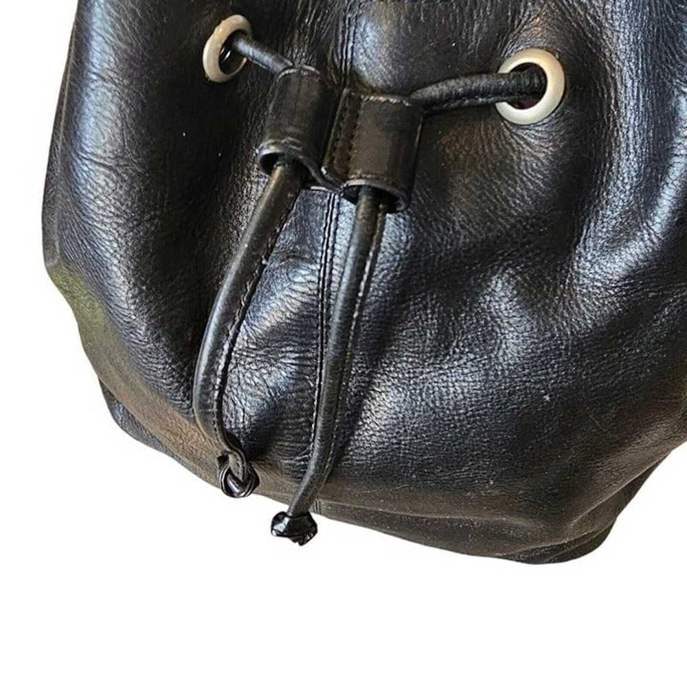 Vintage Retro 90 Black Leather Bucket Bag Purse H… - image 3