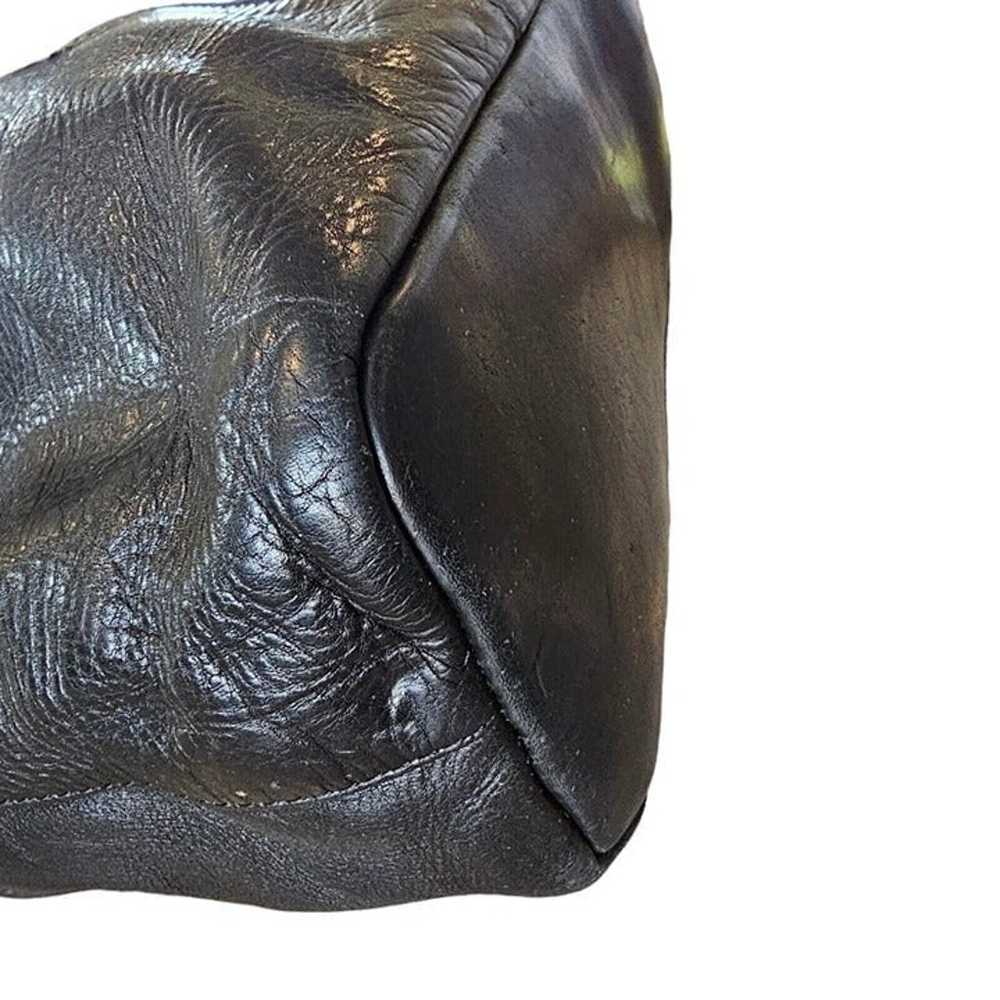 Vintage Retro 90 Black Leather Bucket Bag Purse H… - image 7