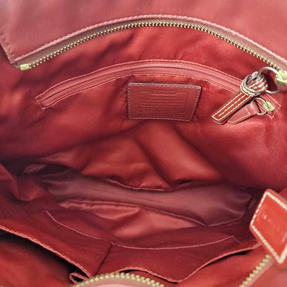 COACH Leather Tote Purse Red Style No. F0773-1123… - image 12