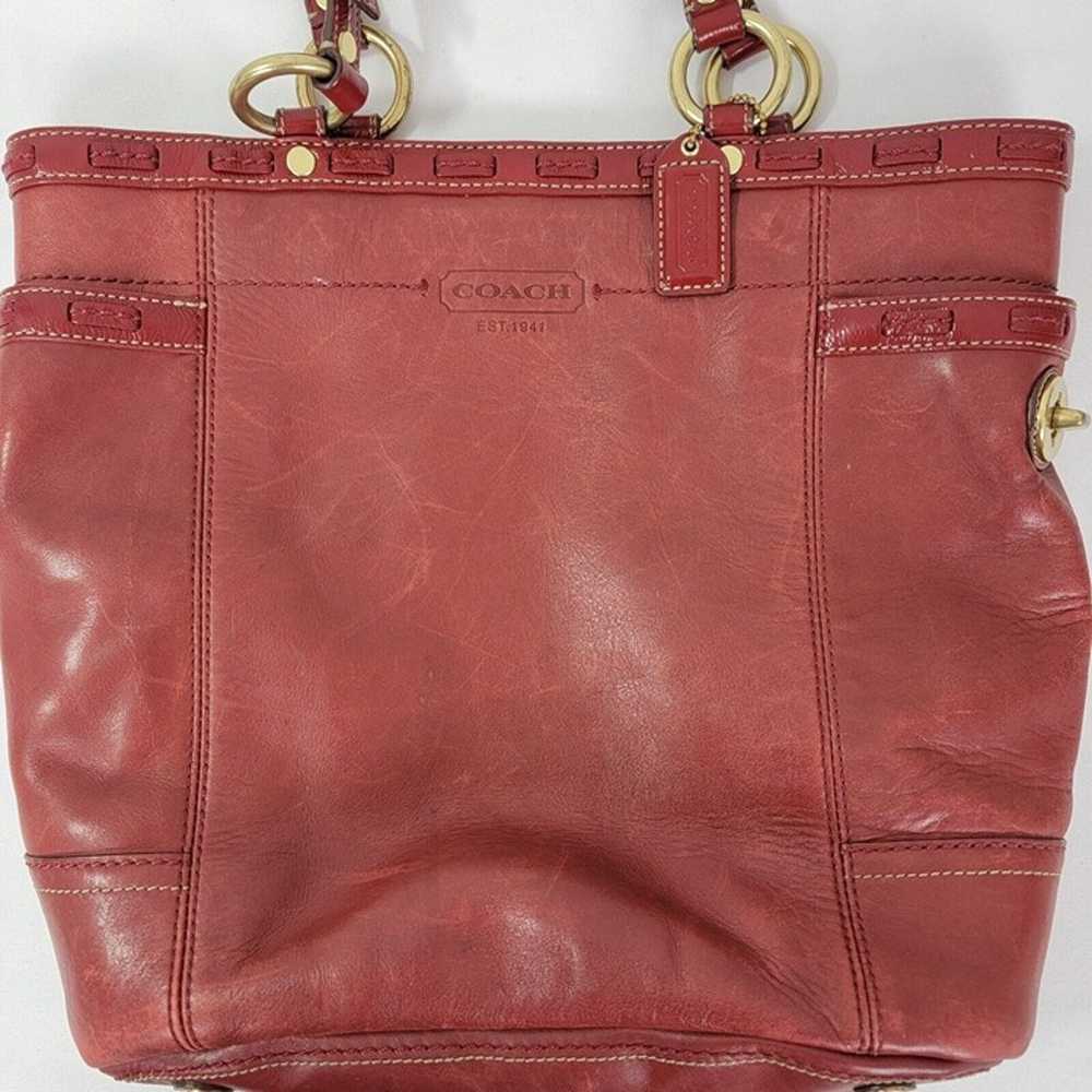 COACH Leather Tote Purse Red Style No. F0773-1123… - image 2