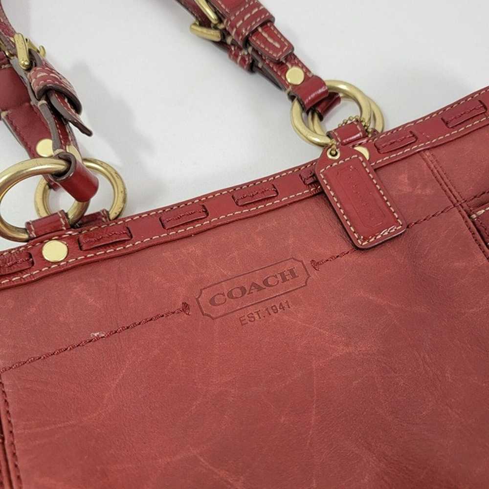 COACH Leather Tote Purse Red Style No. F0773-1123… - image 4