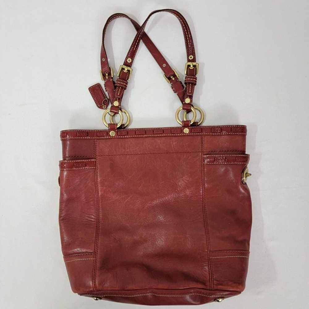 COACH Leather Tote Purse Red Style No. F0773-1123… - image 7