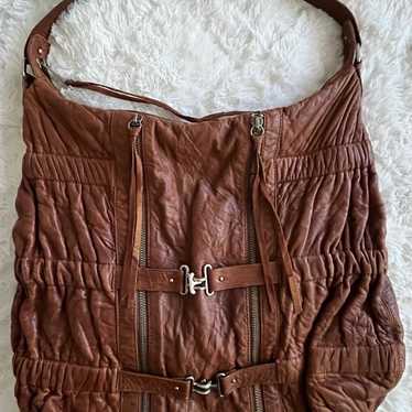 Botkier Buttery Brown Leather Ruched Large Should… - image 1