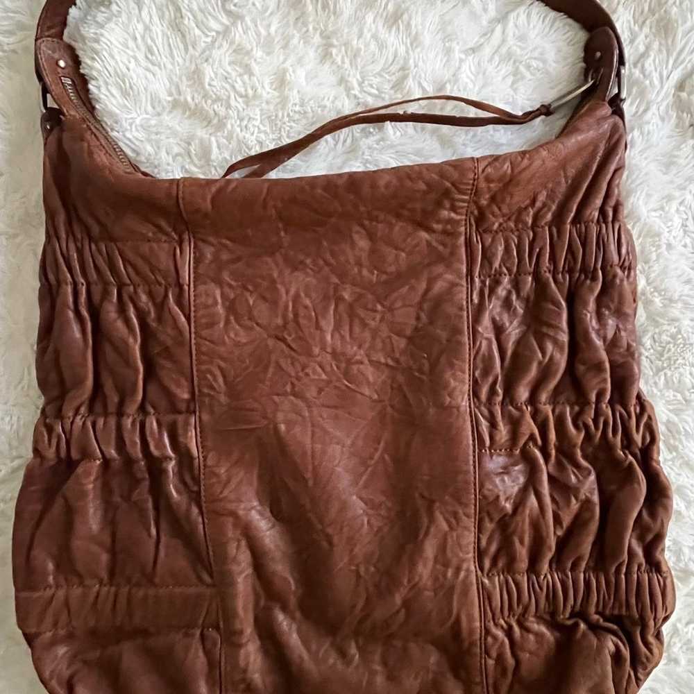 Botkier Buttery Brown Leather Ruched Large Should… - image 2