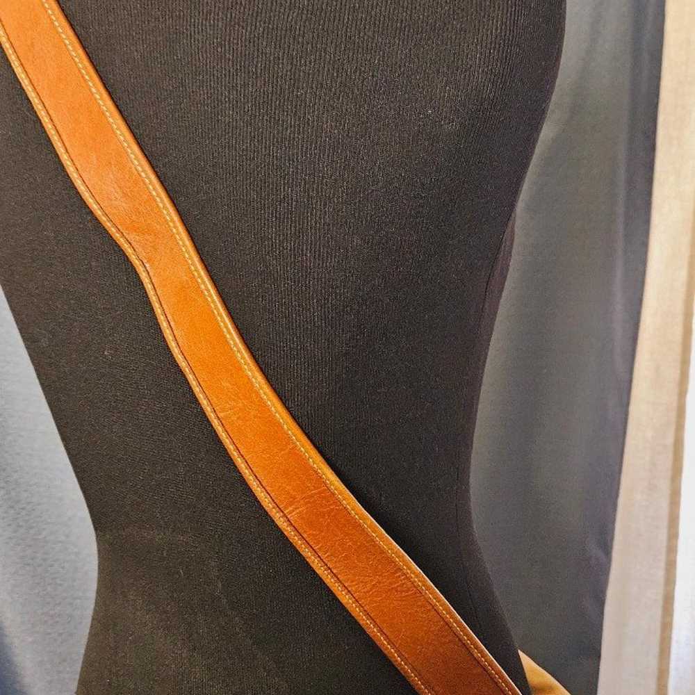 coach fabric canvas medium tan Brown canvas leath… - image 4