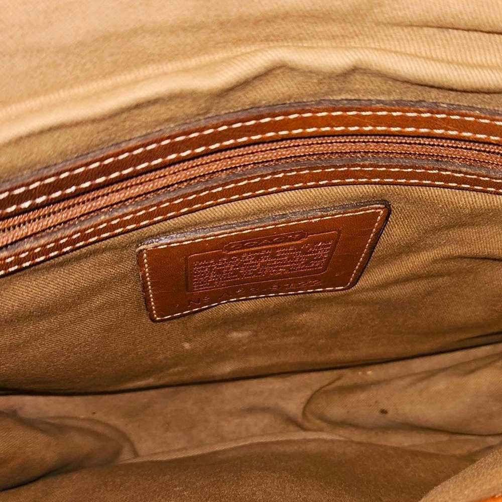 coach fabric canvas medium tan Brown canvas leath… - image 8