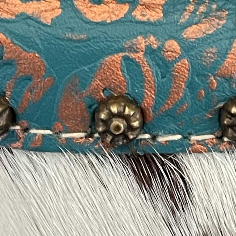 Myra Sunflower Hair-on Cowhide Turquoise Fringe W… - image 6