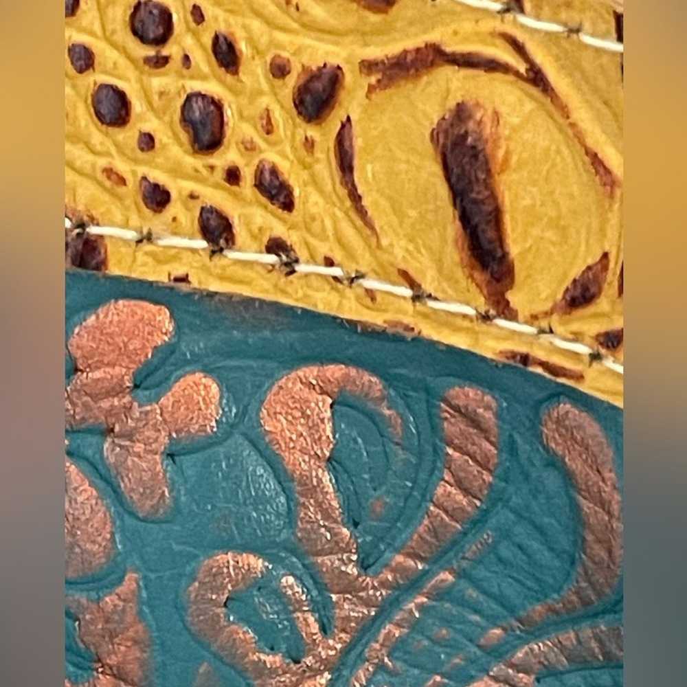 Myra Sunflower Hair-on Cowhide Turquoise Fringe W… - image 7