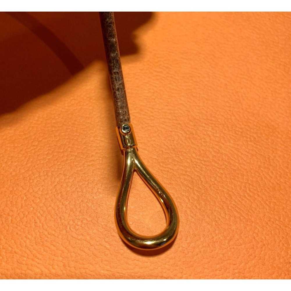 HERMES Brown Leather Gold Hook & Loop Bracelet  7… - image 5