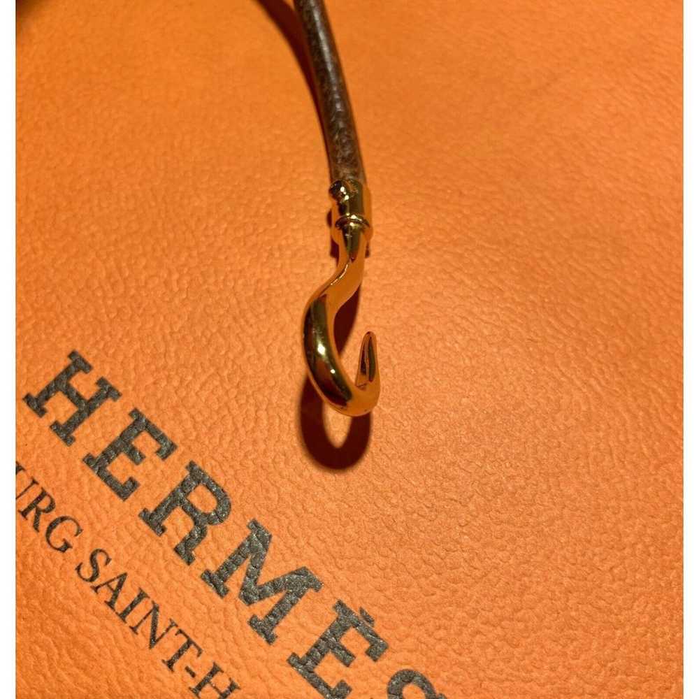 HERMES Brown Leather Gold Hook & Loop Bracelet  7… - image 6