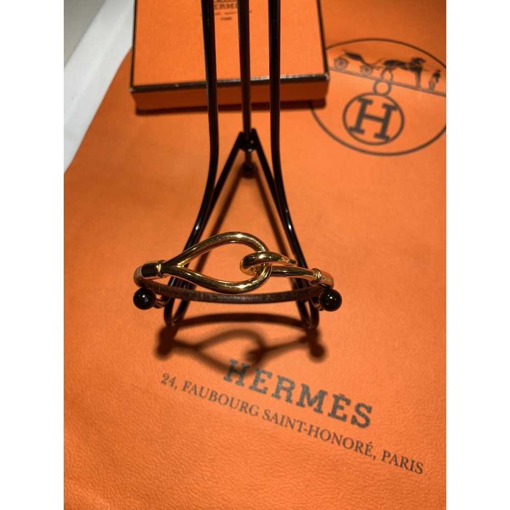 HERMES Brown Leather Gold Hook & Loop Bracelet  7… - image 7