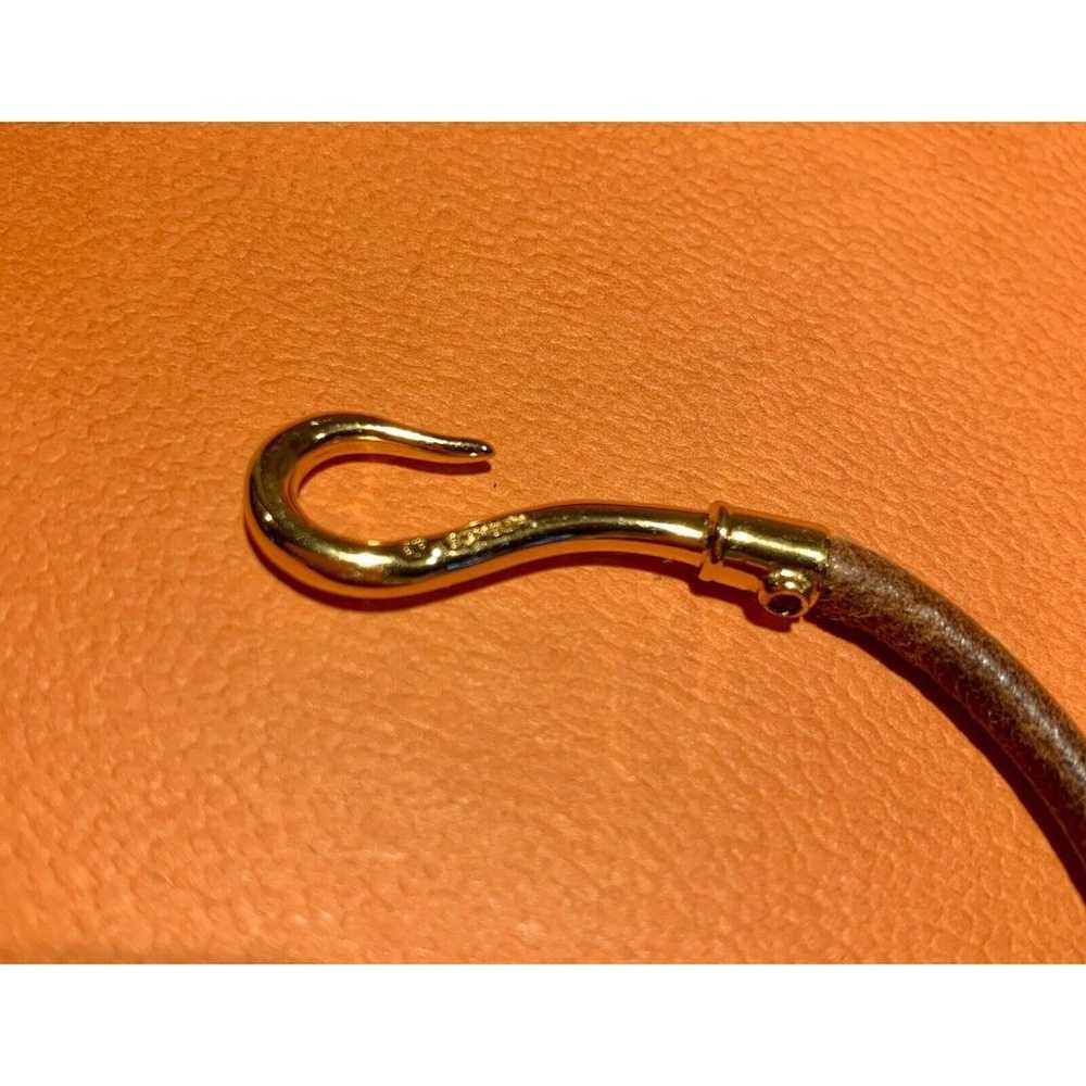 HERMES Brown Leather Gold Hook & Loop Bracelet  7… - image 8
