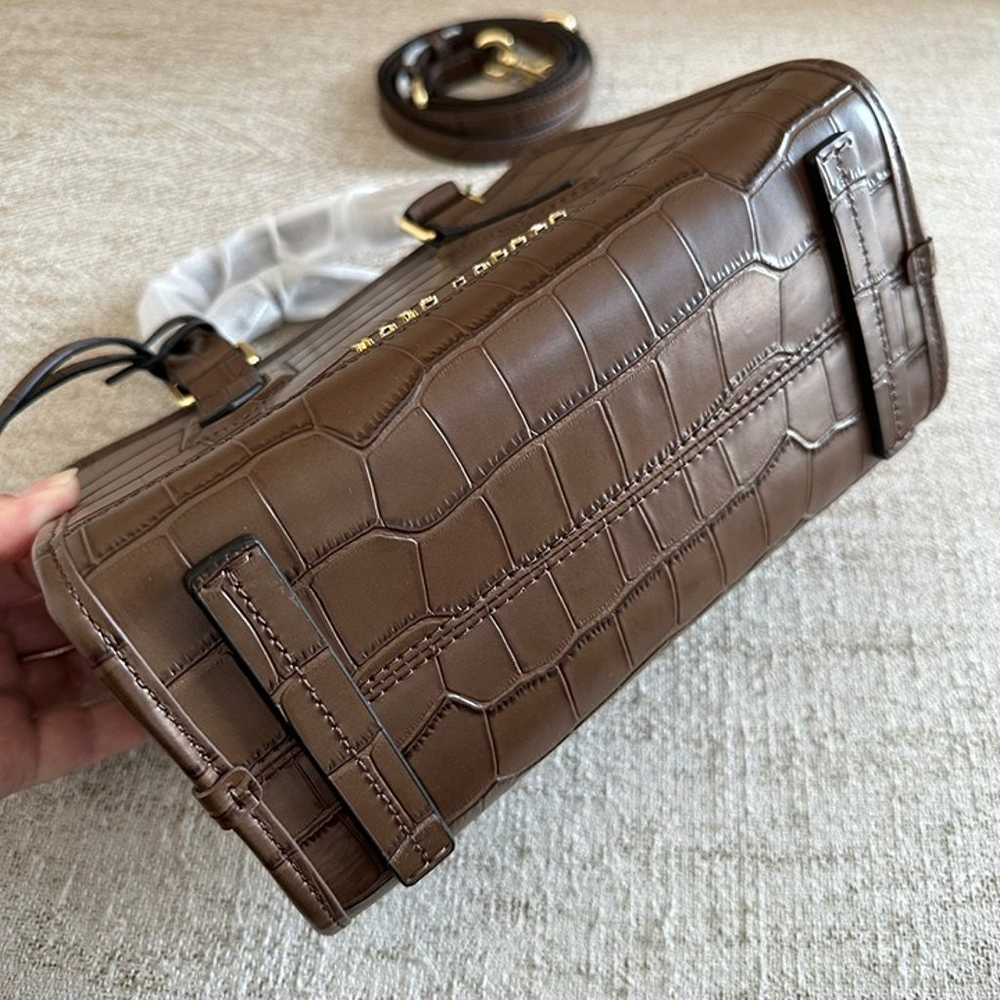 Crocodile grain cowhide leather handbag - image 3