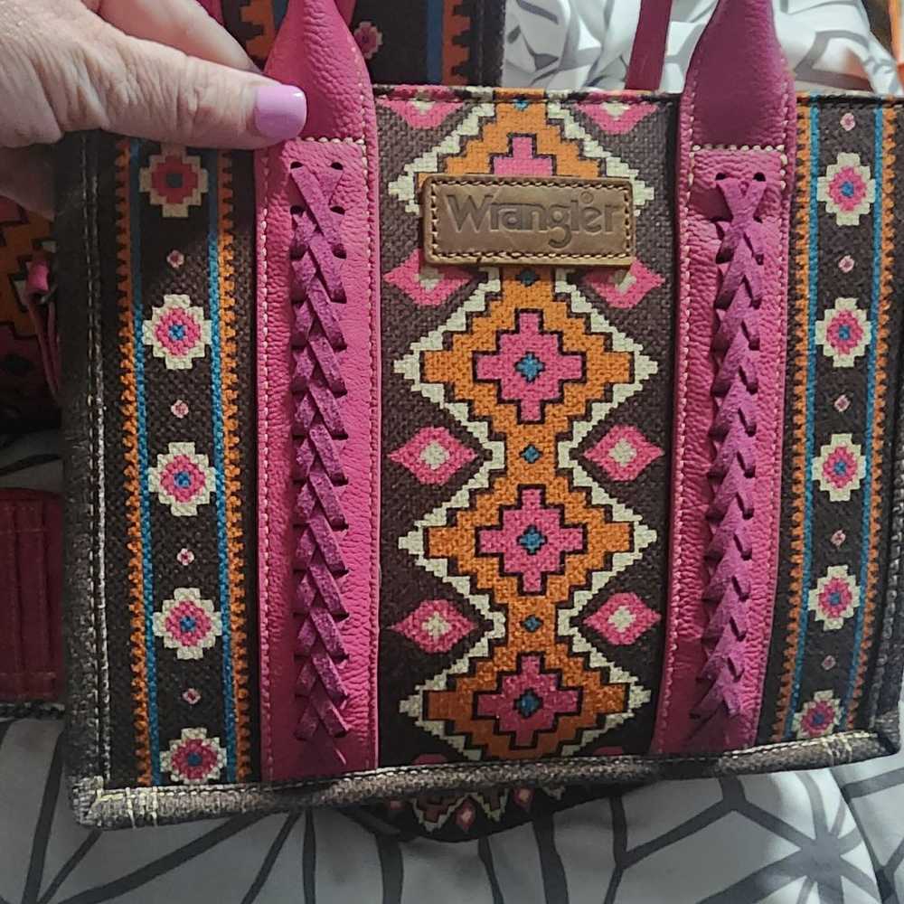 Wrangler Hot Pink Aztec tote/purse/wallet/credit … - image 3