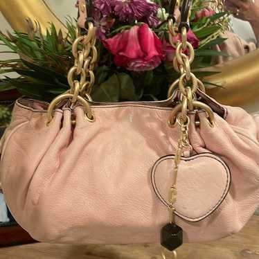 Y2K satchel baby pink leather bag