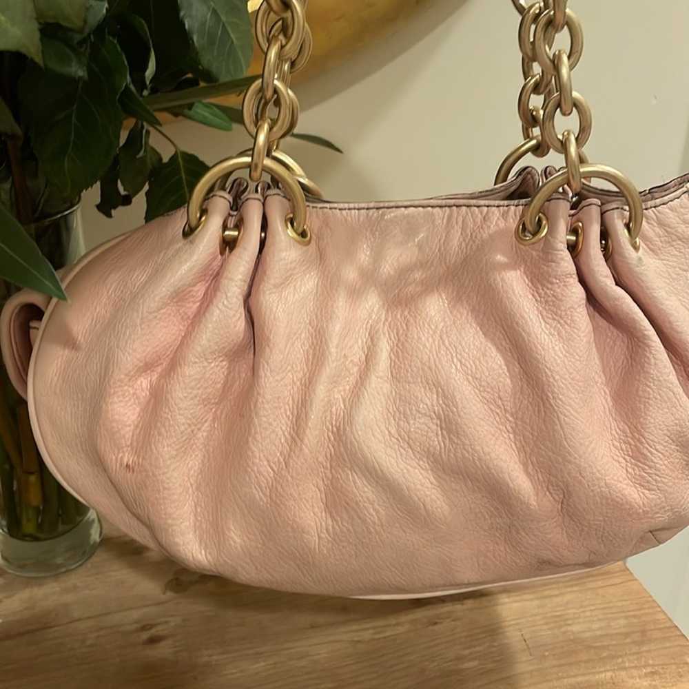 Y2K satchel baby pink leather bag - image 4