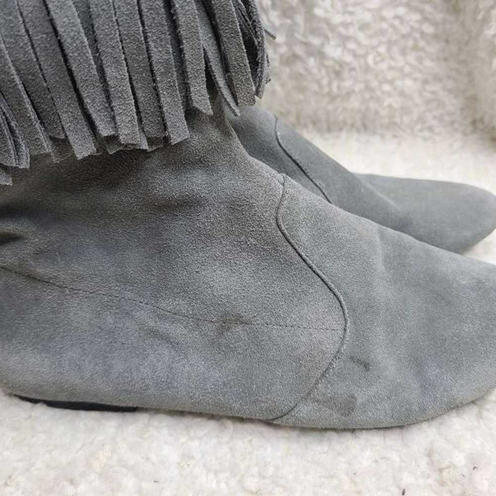 Sam Edelman Gray Suede Fringed Flat Ankle Boots s… - image 2