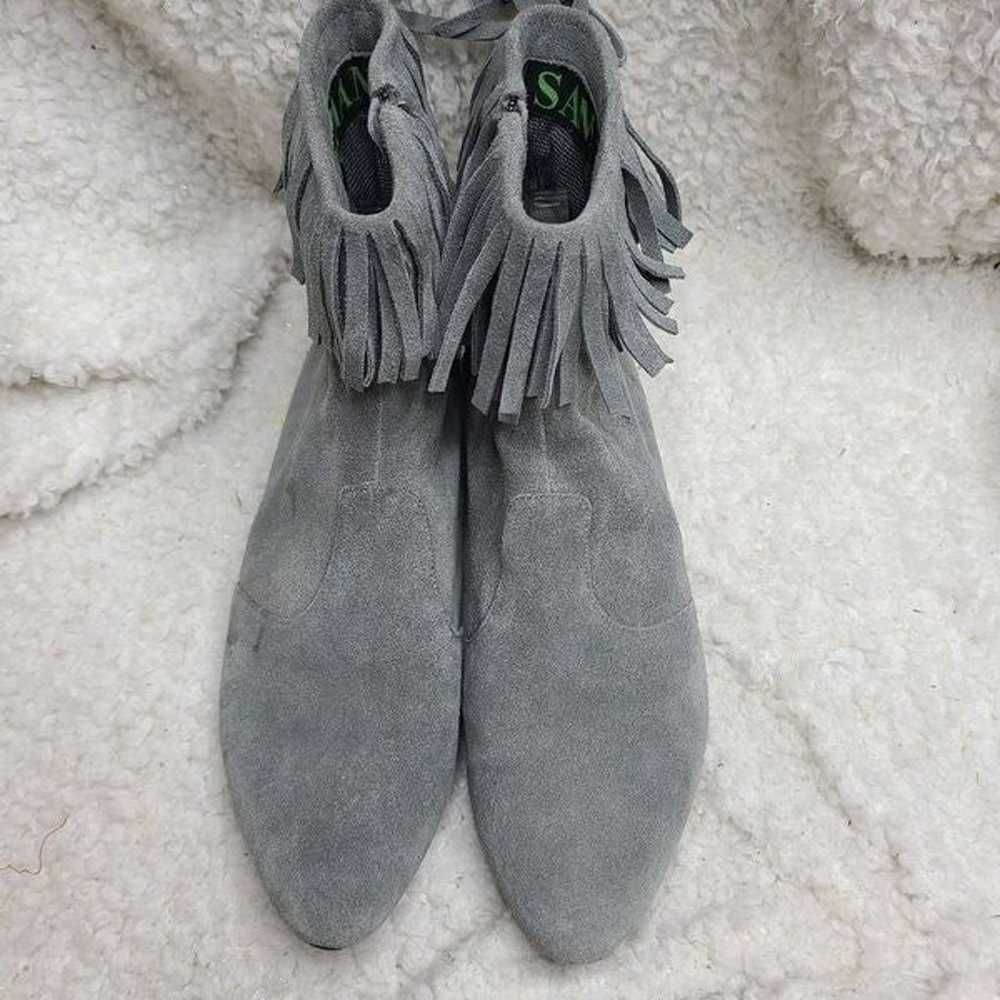 Sam Edelman Gray Suede Fringed Flat Ankle Boots s… - image 3