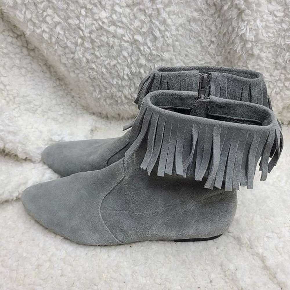 Sam Edelman Gray Suede Fringed Flat Ankle Boots s… - image 4