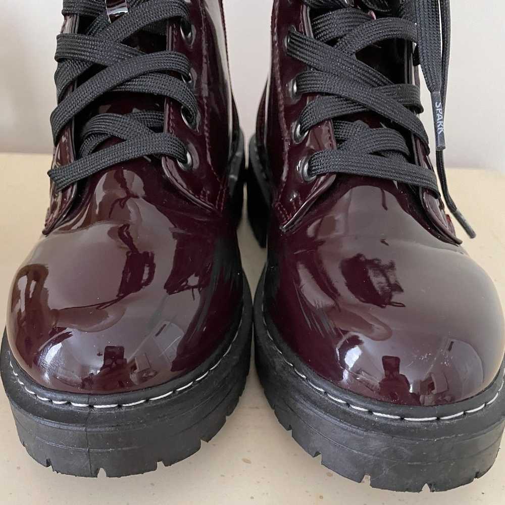 True Craft Korri Shiny Combat Boots. Dark Red Bur… - image 11