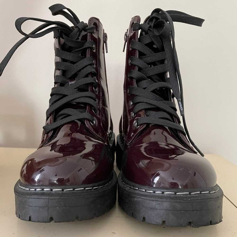 True Craft Korri Shiny Combat Boots. Dark Red Bur… - image 12