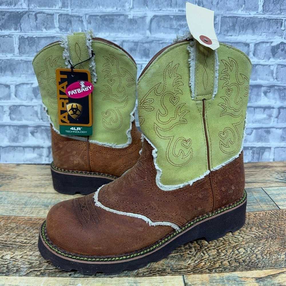 Ariat Fat Baby Brown Green 4LR Boots Cowboy 14970… - image 1
