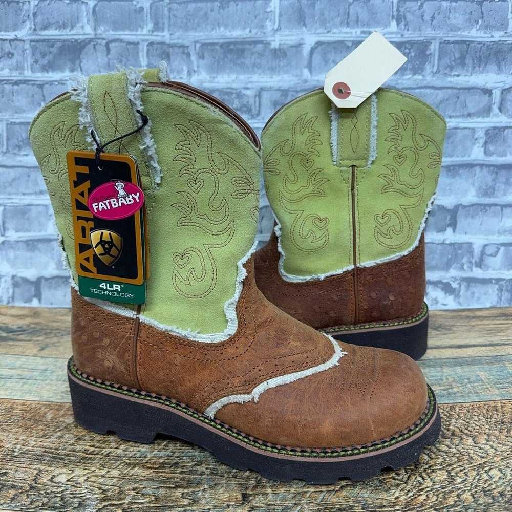 Ariat Fat Baby Brown Green 4LR Boots Cowboy 14970… - image 2