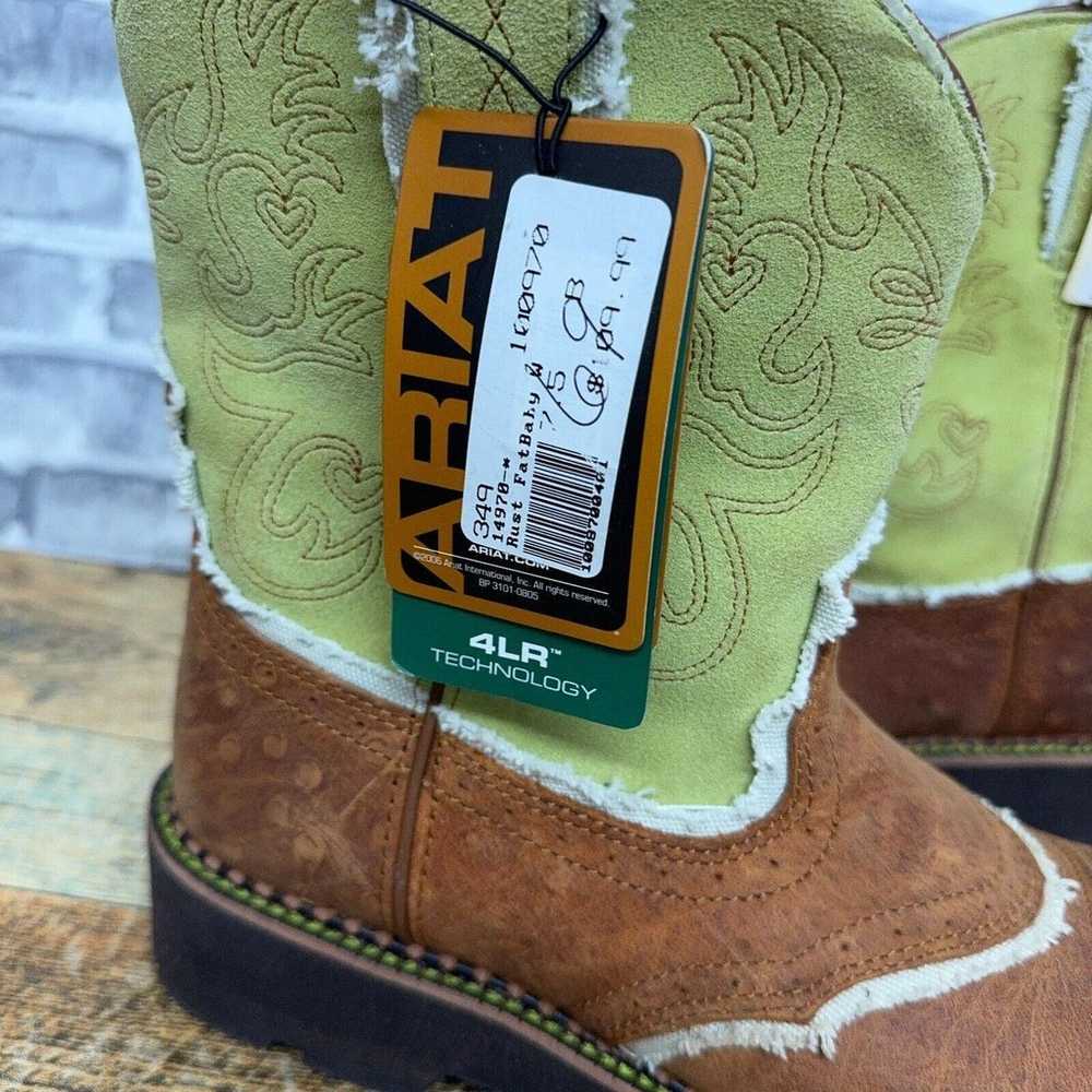 Ariat Fat Baby Brown Green 4LR Boots Cowboy 14970… - image 4