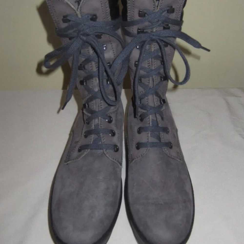TODS Gray Leather Gommino Platform Combat Style B… - image 1