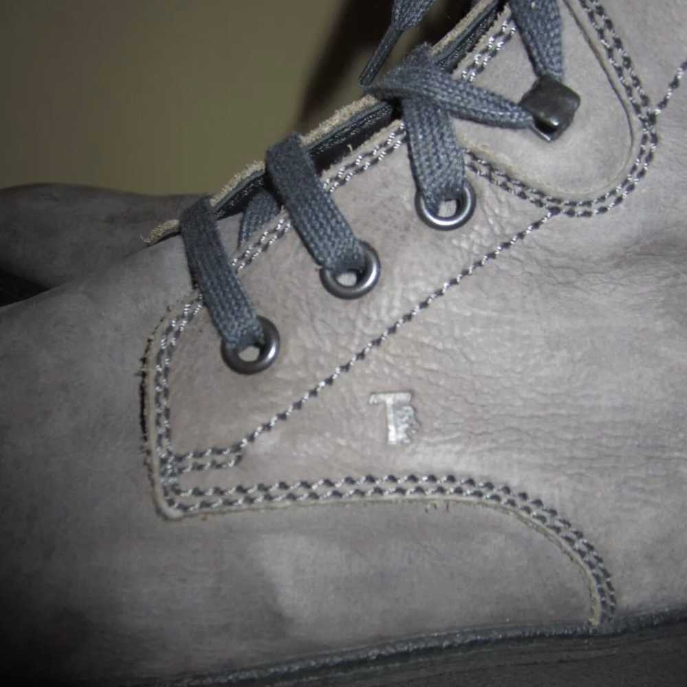 TODS Gray Leather Gommino Platform Combat Style B… - image 6