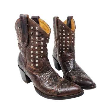 Old Gringo Brown Leather Studded Cowboy Boots Wes… - image 1