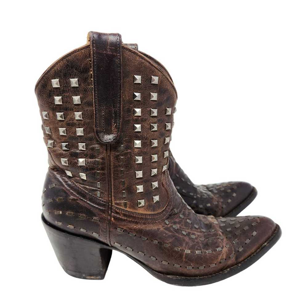 Old Gringo Brown Leather Studded Cowboy Boots Wes… - image 2