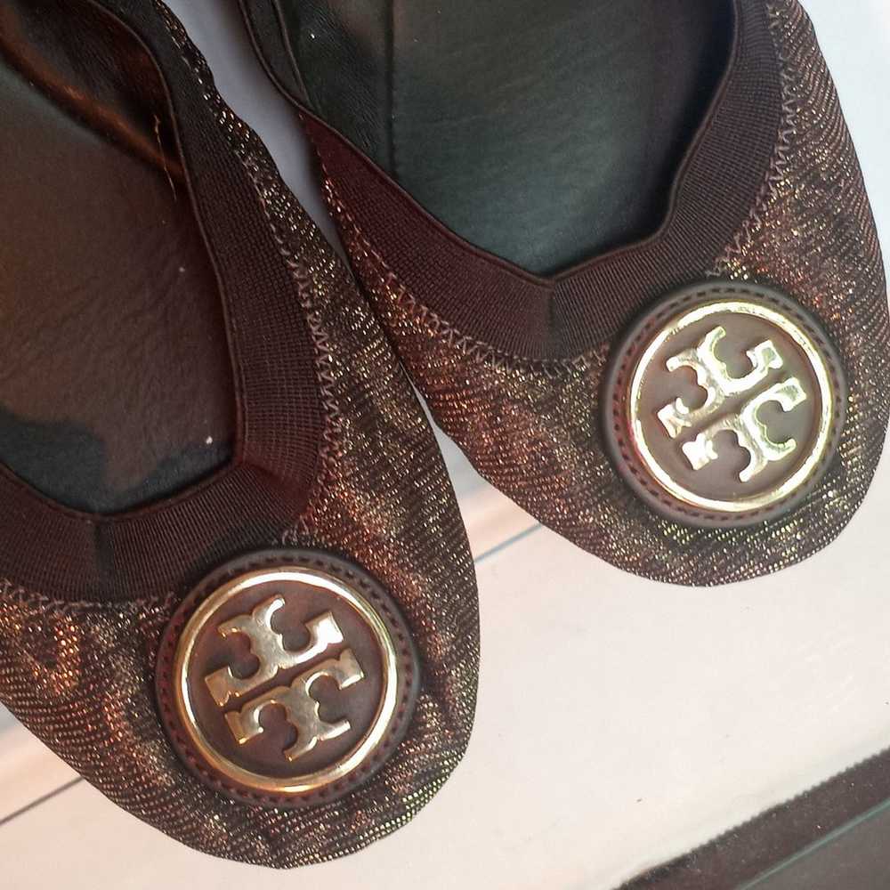 Tory Burch Metallic Gold Brown Ballet Flats Women… - image 3