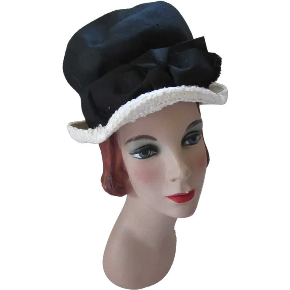 Mid Century Modified Bucket Hat in Black & White … - image 1