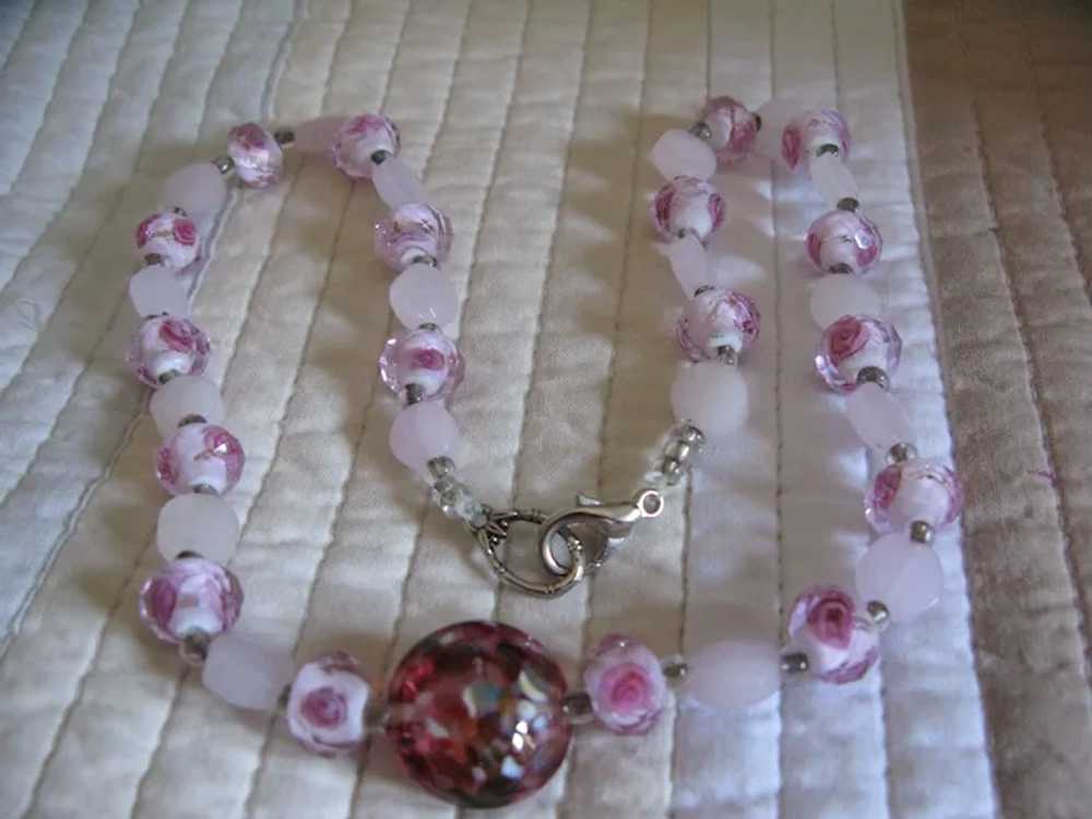 Rose Quartz Artisan Bead 18 Inch Necklace with Ma… - image 4