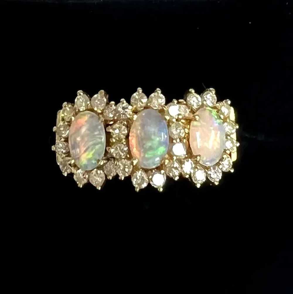 Lady's Vintage 18K Tri-Opal & Diamond Ring - image 6