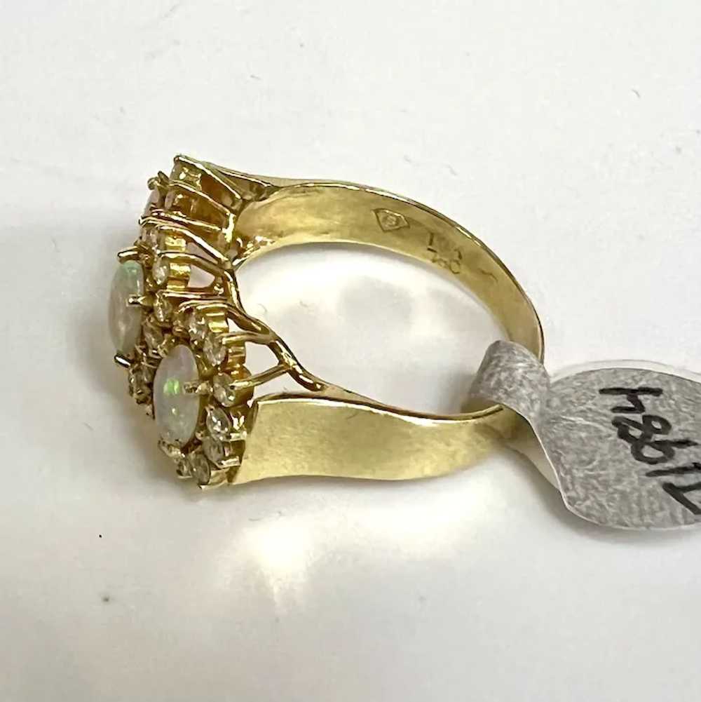 Lady's Vintage 18K Tri-Opal & Diamond Ring - image 8