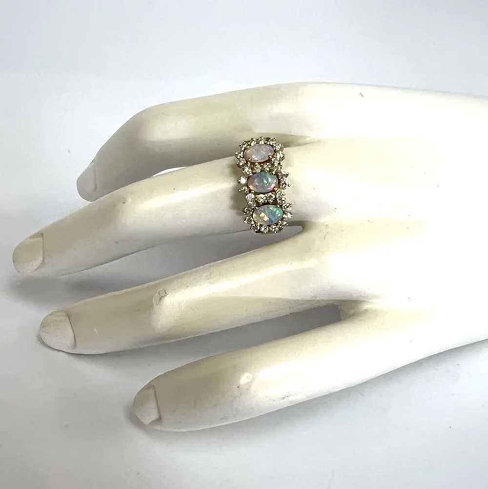 Lady's Vintage 18K Tri-Opal & Diamond Ring - image 9