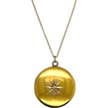 Victorian 14K Yellow Gold Diamond Locket