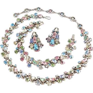 Hollycraft Rhinestone Necklace Bracelet Earrings … - image 1