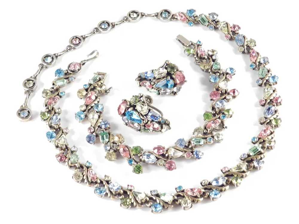 Hollycraft Rhinestone Necklace Bracelet Earrings … - image 3