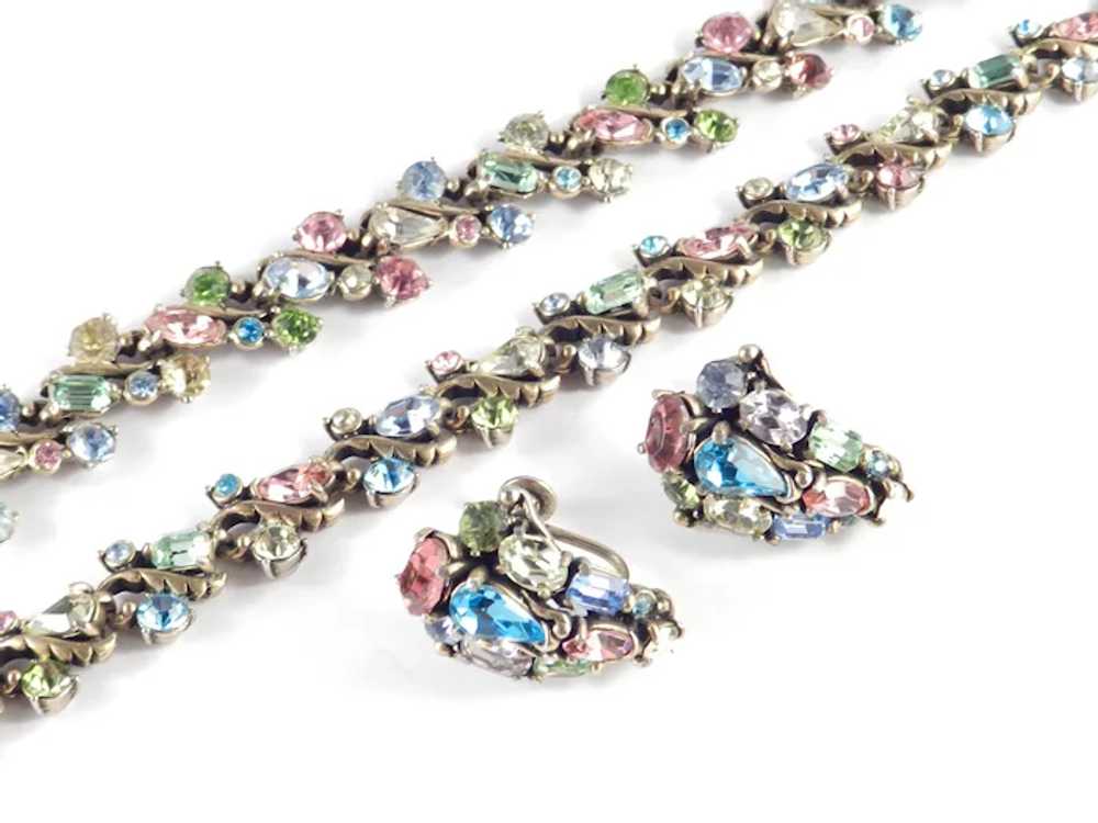 Hollycraft Rhinestone Necklace Bracelet Earrings … - image 4