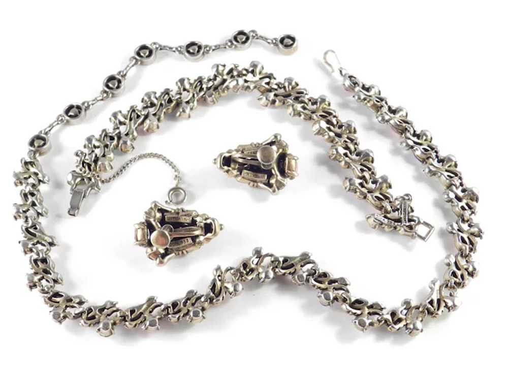 Hollycraft Rhinestone Necklace Bracelet Earrings … - image 5
