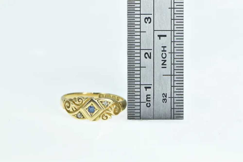 18K Victorian Ornate Sapphire Diamond Statement R… - image 4