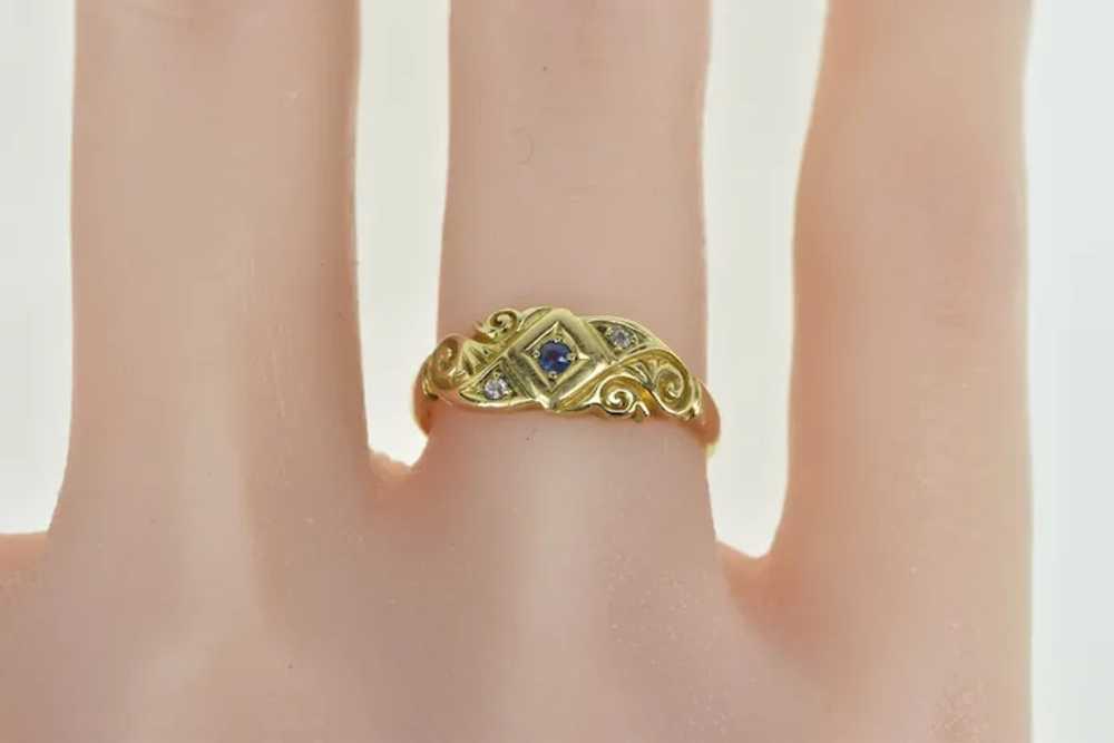 18K Victorian Ornate Sapphire Diamond Statement R… - image 5