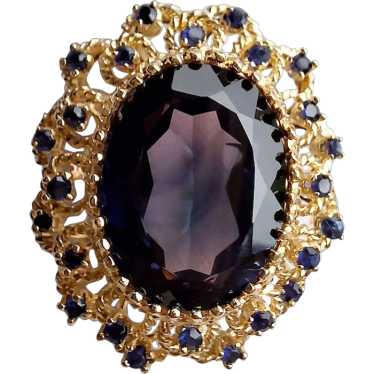 14K Yellow Gold Purple Sapphire and Blue Spinel Cu