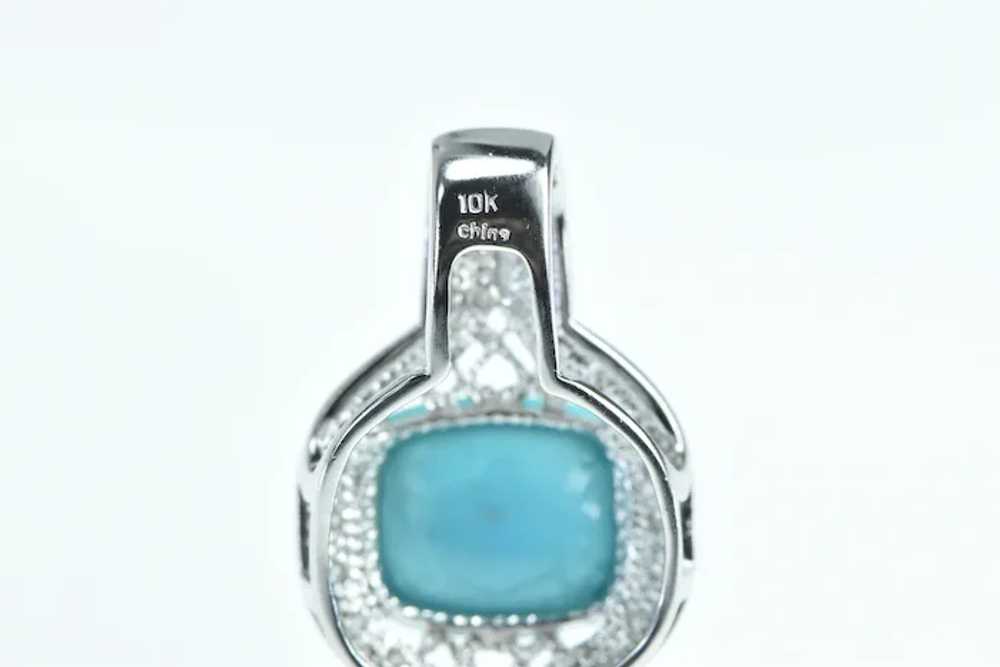 10K Turquoise Ornate Diamond Halo Arabesque Penda… - image 3