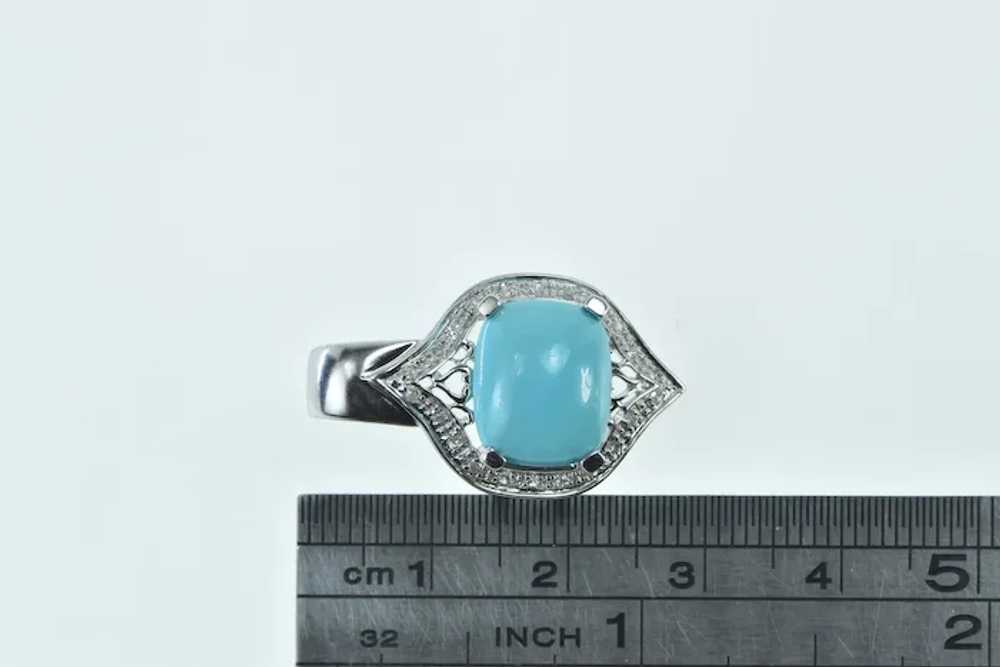 10K Turquoise Ornate Diamond Halo Arabesque Penda… - image 4