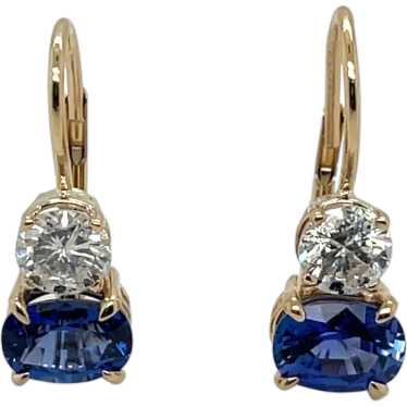 14K Yellow Gold Sapphire and Diamond Earring