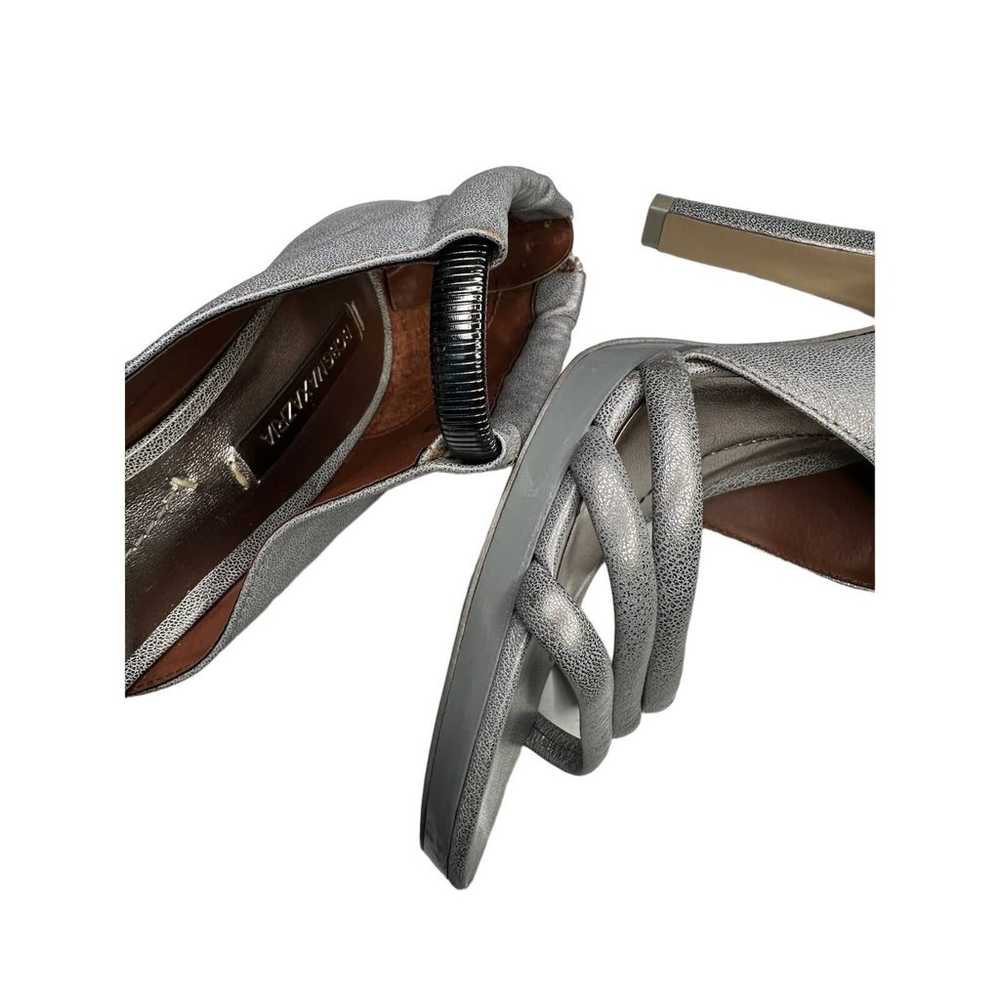 BCBGMAXAZRIA Silver strappy leather heels - size 8 - image 12